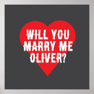 Custom “Marry Me” Heart Poster – Red Heart