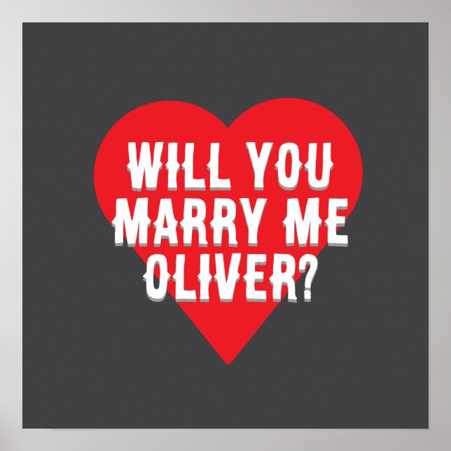 Custom “Marry Me” Heart Poster – Red Heart  (Front)