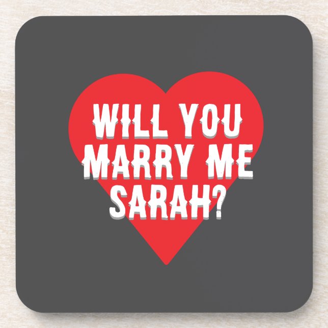 custom marry me heart proposal  coaster (Front)