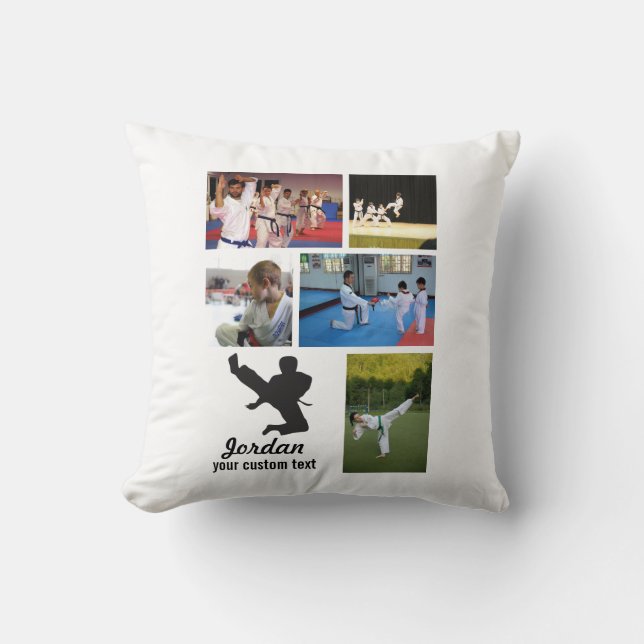 Custom Martial Arts Karate 5 Photo Collage Cushion (Front)