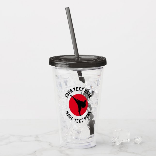 Custom martial arts karate fighter transparent acrylic tumbler (Front Ice)