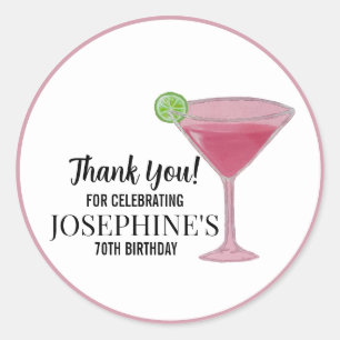 Custom Martini Glass Cosmo Birthday Party Classic Round Sticker