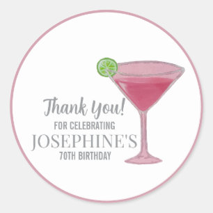 Custom Martini Glass Cosmo Birthday Party Classic Round Sticker