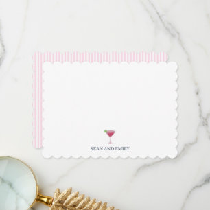 Custom Martini Glass with Lime Painting Stationary Thank You Card