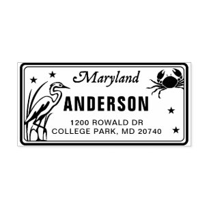 Custom Maryland License Plate Return Address Stamp