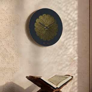 Custom Masjid Nabawi Islamic Gold Rosette Dome Large Clock