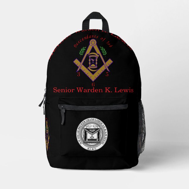 Custom Masonic Lodge Backpack (Front)