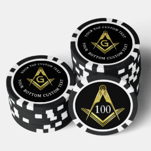 Custom Masonic Poker Chips   Square and Compass