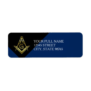 Custom Masonic Return Address Labels   Blue & Gold