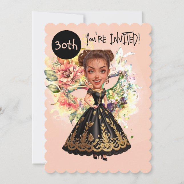 Custom Masquerade 30th Birthday Bash Invitation (Front)