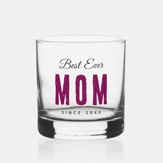 Custom Massage Best Ever Mom – Personalized Gift Whiskey Glass (Front)