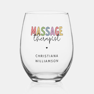 Custom Massage Therapist Massage Therapy Gifts Stemless Wine Glass