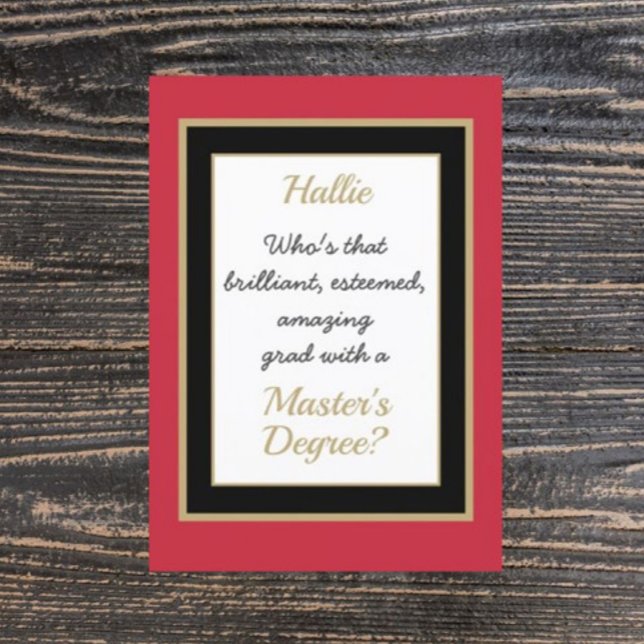 Custom Master's degree Congratulations card (Creator Uploaded)