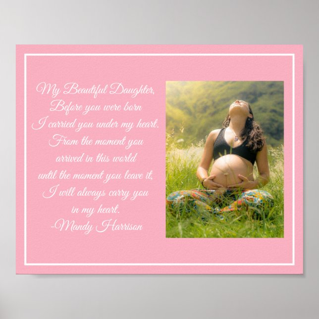 Custom Maternity Photo Beautiful Mum Quote Pink Poster (Front)