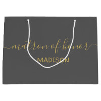 Custom Matron of Honour Name Girly Gold Script Gre