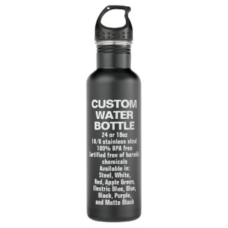 Custom MATTE BLACK 24oz Steel Water Bottle