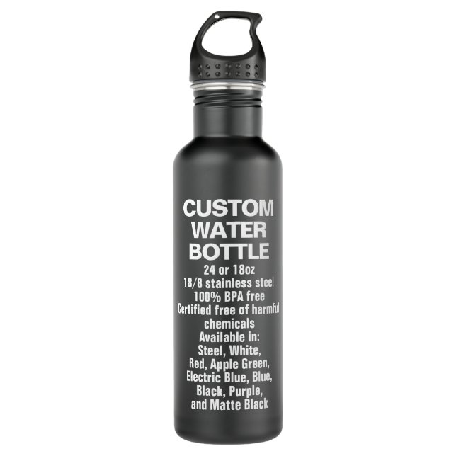 Custom MATTE BLACK 24oz Steel Water Bottle (Front)
