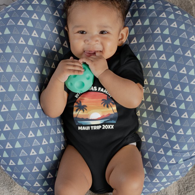 Custom Maui Trip Cool Sunrise Palm Trees Baby Bodysuit (Creator Uploaded)