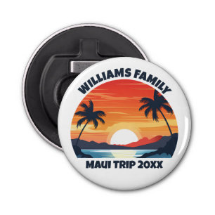 Custom Maui Trip Cool Sunrise Palm Trees Bottle Opener