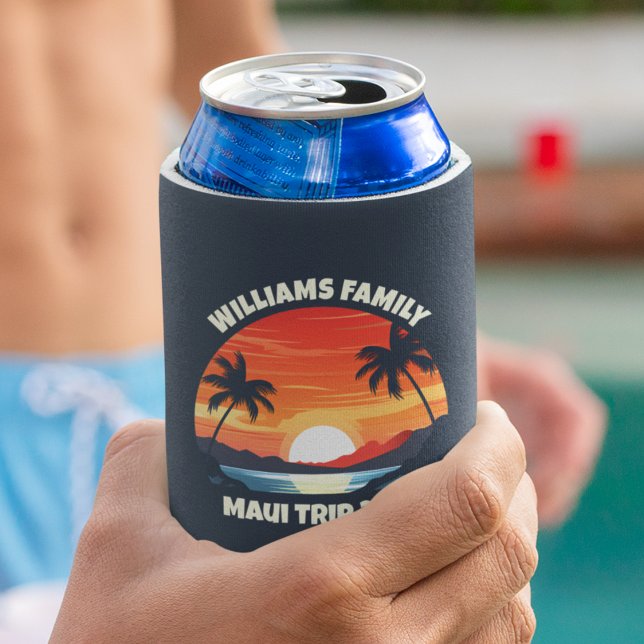 Custom Maui Trip Cool Sunrise Palm Trees Can Cooler (Creator Uploaded)
