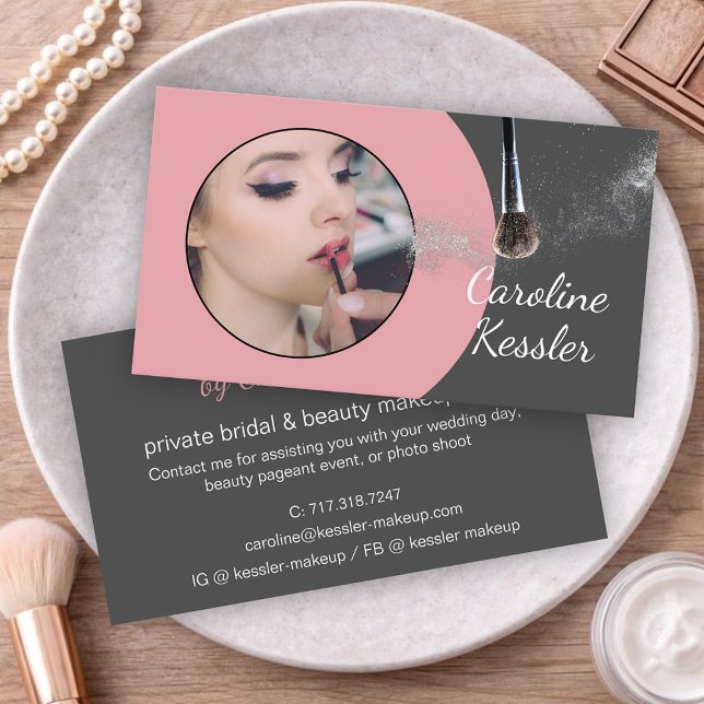 Custom Mauve Taupe Blush Pink Makeup Artist Business Card (Creator Uploaded)