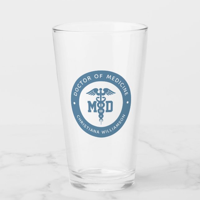 Custom MD Doctor of Medicine Doctor Graduation Glass (Front)
