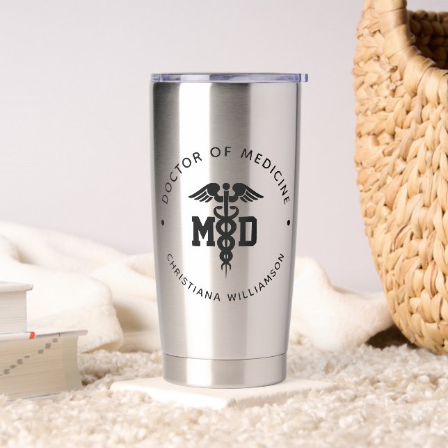 Custom MD Doctor of Medicine Doctor Graduation Insulated Tumbler (Living Room)