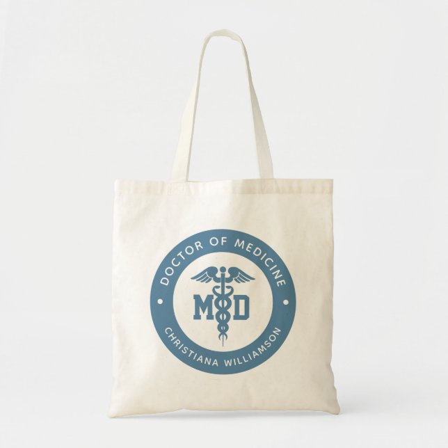 Custom MD Doctor of Medicine Doctor Graduation Tote Bag (Front)