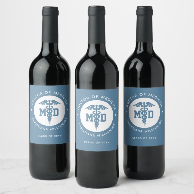 Custom MD Doctor of Medicine Doctor Graduation Wine Label (Bottles)