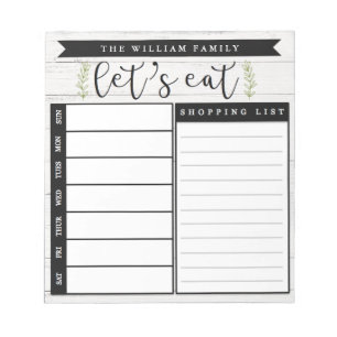 Custom Meal Planner and Grocery List Notepad