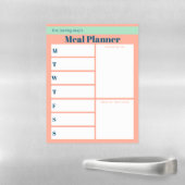 Custom Meal Planner & Shopping List Coral Seafoam Magnetic Dry Erase Sheet (In Situ)