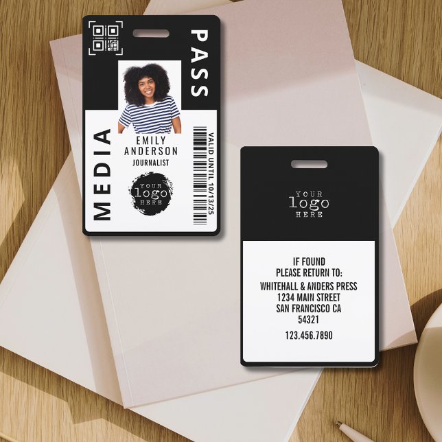 Custom Media Pass Photo ID Business Logo | Black Badge (Creator Uploaded)