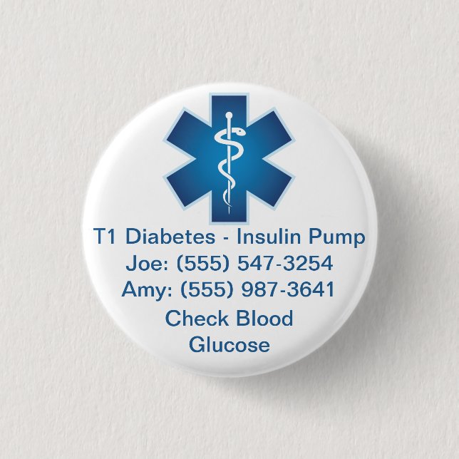 Custom Medical Alert Button Blue (Front)