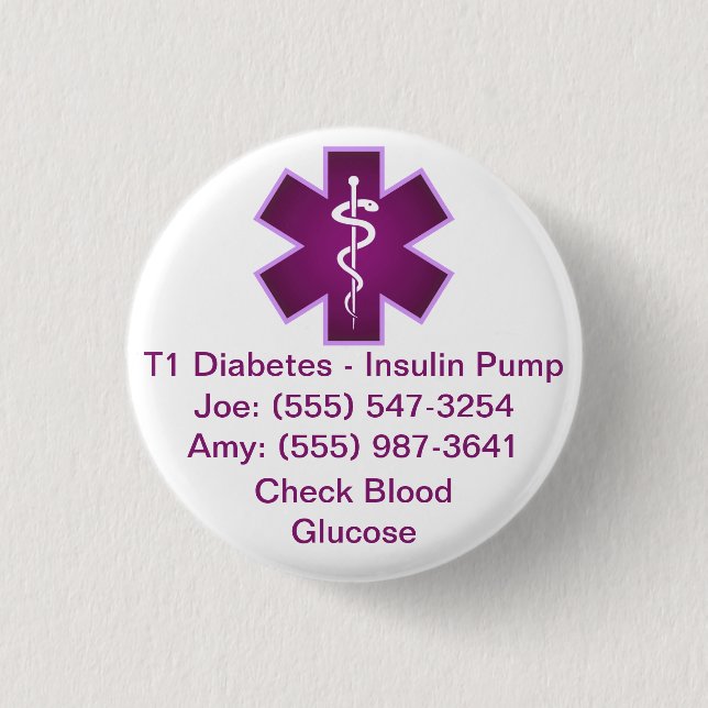 Custom Medical Alert Button Purple (Front)