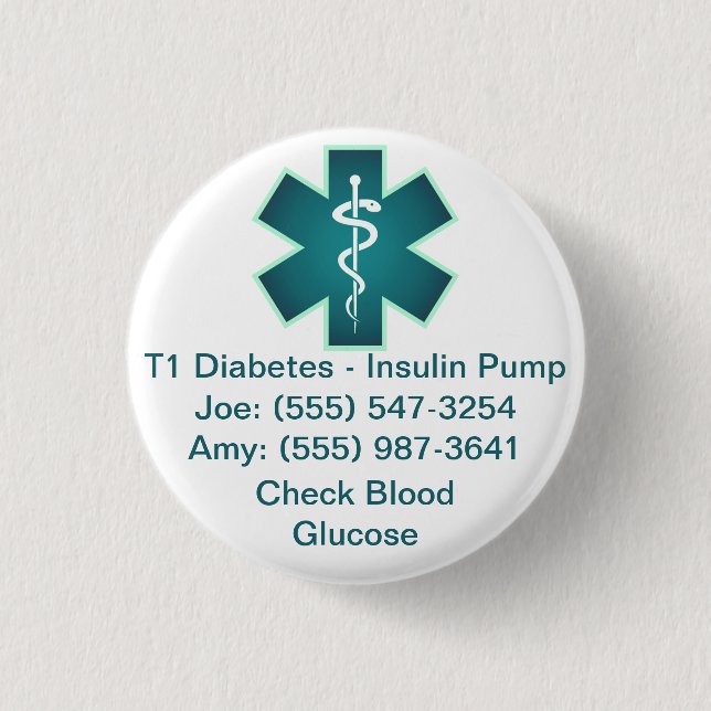 Custom Medical Alert Button Teal (Front)