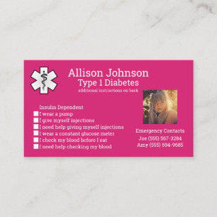 Custom Medical Alert Card Emergency Contacts