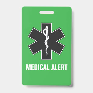 Custom Medical Alert ID & Emergency Contact Card Badge