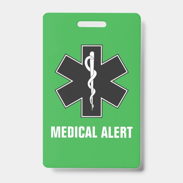 Custom Medical Alert ID & Emergency Contact Card Badge (Front)
