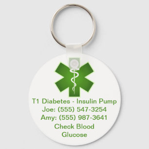 Custom Medical Alert Keychain Green
