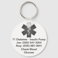 Custom Medical Alert Keychain Grey