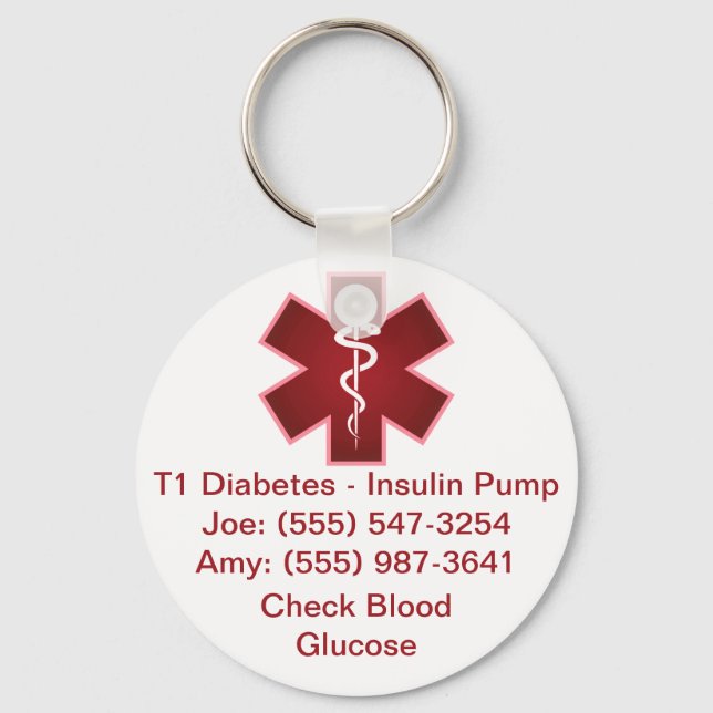Custom Medical Alert Keychain Red (Front)