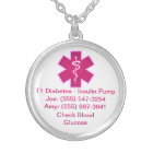 Custom Medical Alert Necklace Pink