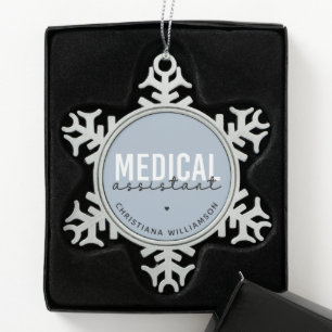 Custom Medical Assistant   Clinical Assistant Gift Snowflake Pewter Christmas Ornament