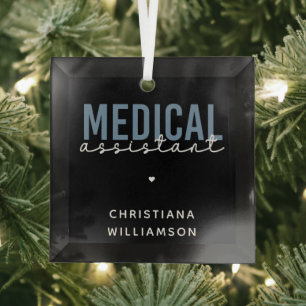 Custom Medical Assistant MA Clinical Assistant Glass Tree Decoration