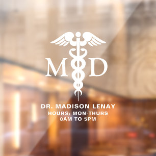 Custom Medical Doctor MD Caduceus Business Hours