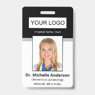 Custom Medical Employee Black Photo Identity ID Badge