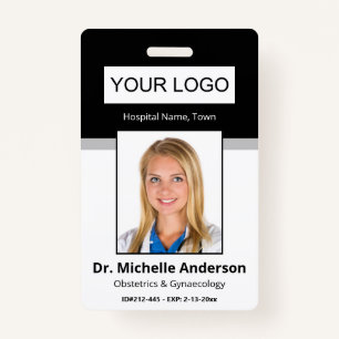 Custom Medical Employee Black Photo Identity ID Badge