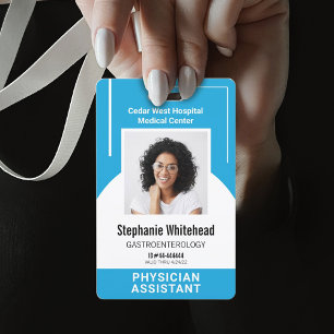 Custom Medical Employee Photo ID Aqua Blue ID Badge