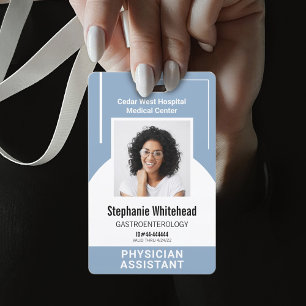 Custom Medical Employee Photo ID Dusty Blue ID Badge
