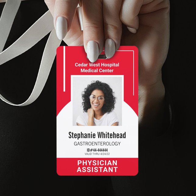 Custom Medical Employee Photo ID Red ID Badge (Your photo ID employee badge is not just an identification tool, but a powerful communication medium)